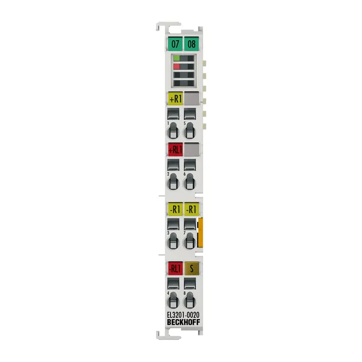 EL3201-0020 | Beckhoff | Клемма EtherCAT, 1-канальный аналоговый вход, температура, RTD (Pt100), 16 бит, высокоточная, заводская калибровка