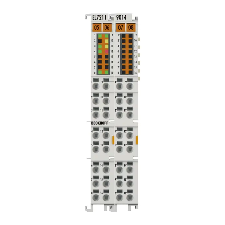 EL7211-9014 | Beckhoff | EtherCAT клемма, 1-канальный интерфейс движения, серводвигатель, 48 В пост. тока, 4,5 А, OCT, подходит для применений STO