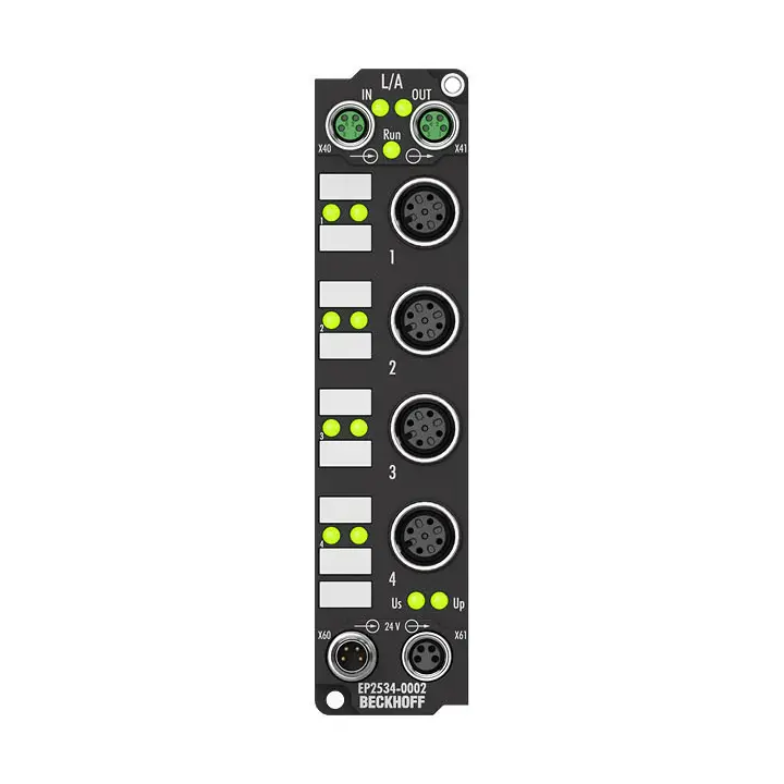 EP2534-0002 | Beckhoff | EtherCAT Box, 4-канальный PWM-выход, 24 В пост. тока, 2 А, M12, с регулированием тока