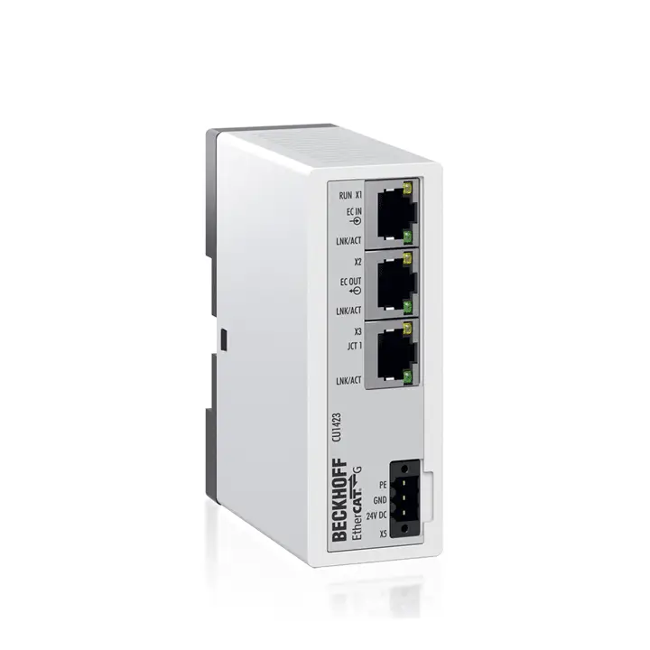 CU1423 | Beckhoff | инфраструктура, 3-портовый разветвитель, EtherCAT G, 1 Gbit/s, 24 V DC, RJ45