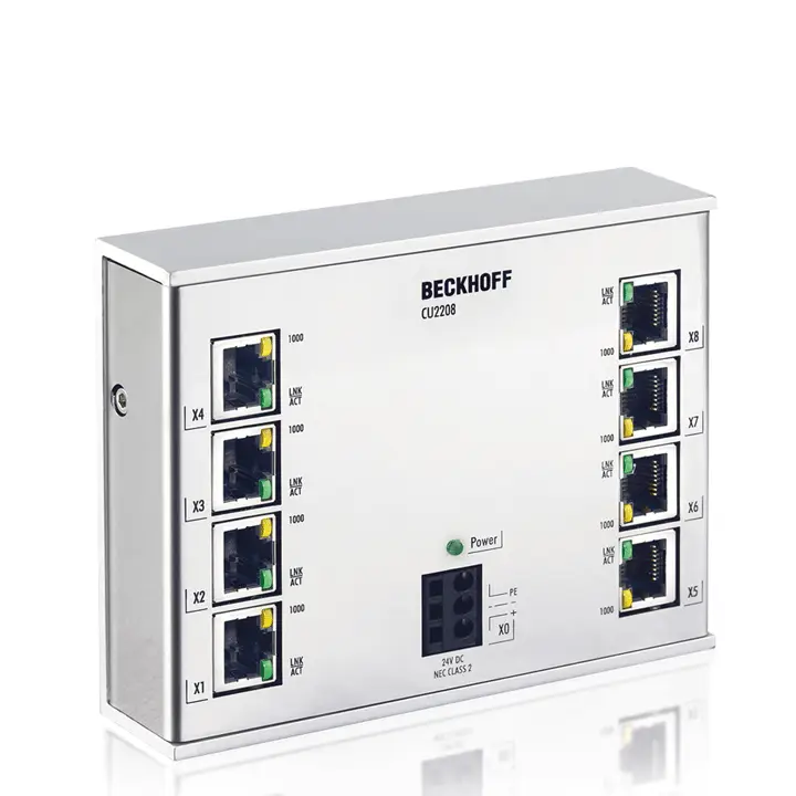CU2208 | Beckhoff | Инфраструктура, 8-портовый коммутатор, Ethernet, 1 Гбит/с, 24 В DC, RJ45