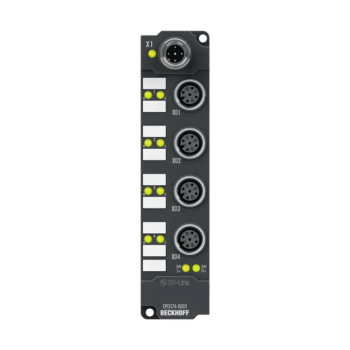 EPI3174-0002 | Beckhoff | IO-Link box, 4-канальный аналоговый вход, многофункциональный, ±10 V, 0/4…20 mA, 16 бит, дифференциальный, M12